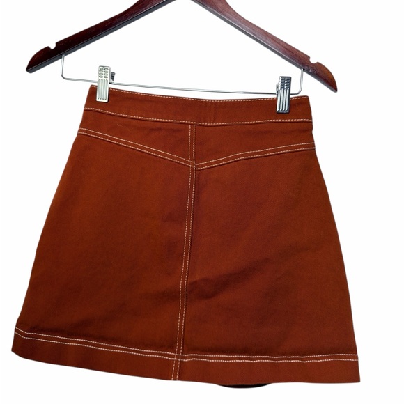 Zara Rust Orange Corduroy Cotton Mini Skirt size XS - Picture 3 of 6
